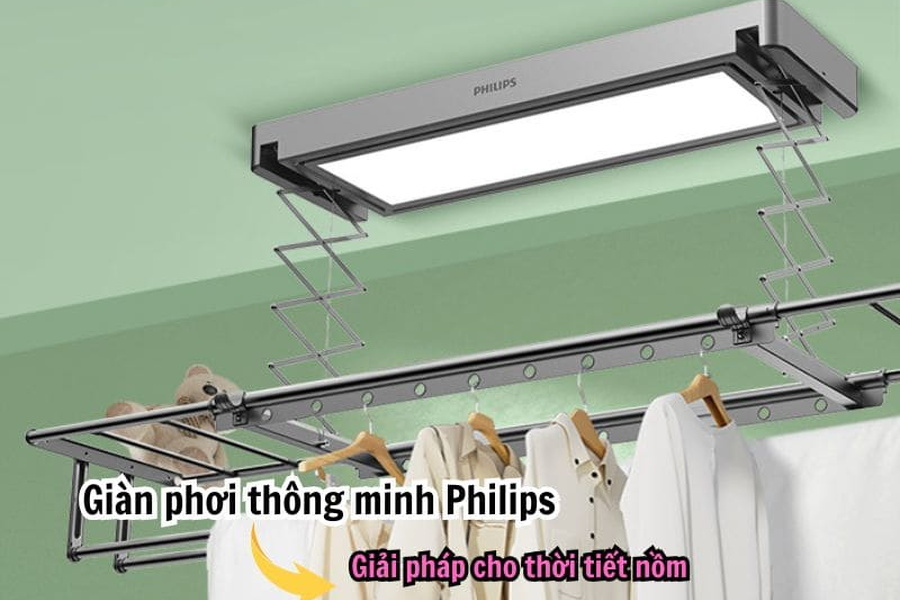 Giàn phơi thông minh Philips - Giải pháp hoàn hảo cho thời tiết nồm