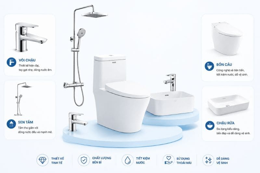 Thiết bị vệ sinh Inax nổi bật với những sản phẩm nào?