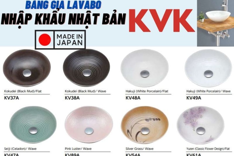 Bảng giá lavabo Nhật Bản KVK mới nhất tháng 4/2024