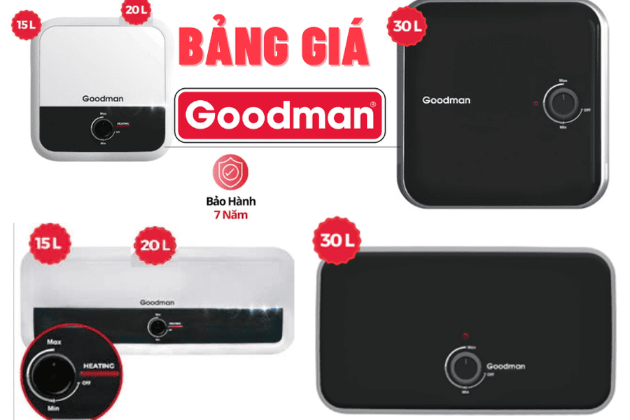 Bảng giá bình nước nóng Goodman mới nhất tháng 04/2026