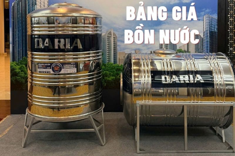 Bảng giá bồn nước inox Sơn Hà Daria mới nhất tháng 07/2026