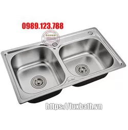Chậu Rửa Bát Inox 7843L 2 Hố Lệch