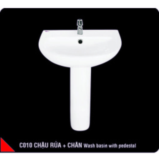 Chậu Rửa Mặt Treo Tường Chân Dài Hảo Cảnh HC C010