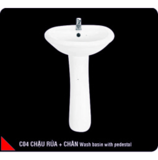 Chậu Rửa Mặt Treo Tường Chân Dài Hảo Cảnh HC C04