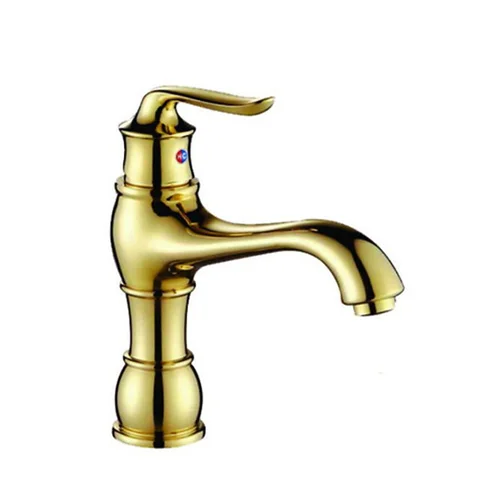 Vòi Lavabo 1 Lỗ Nóng Lạnh Mạ Vàng Tân Cổ Điển Royal Join RA-9236