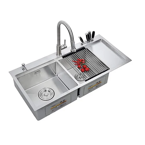 Chậu rửa bát 2 hố 1 bàn phải Royal ST10048D