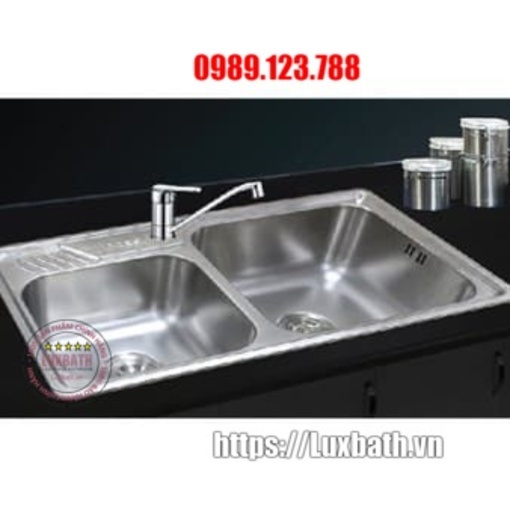 Chậu rửa bát inox 2 hố lệch Tân Á RX80