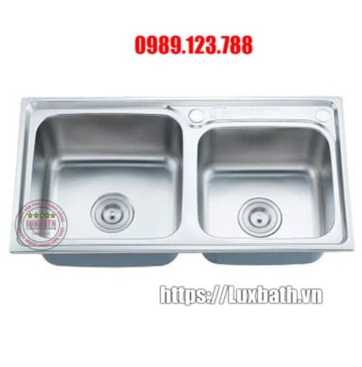 Chậu rửa bát inox Tân Á 2 hố lệch RE90