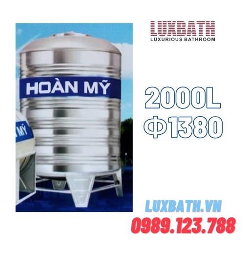 Bồn Nước Inox SUS304 Hoàn Mỹ 2000L Đứng Phi 1380 HM 2000D 1380