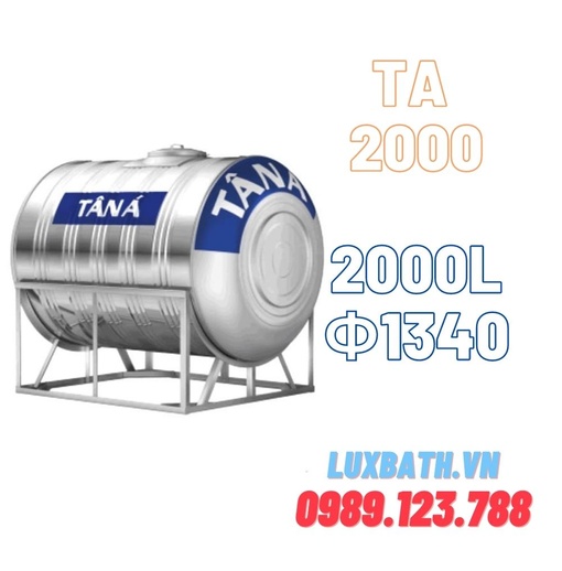 Bồn nước Tân Á 2000L ngang inox phi 1340 TA 2000N F1340