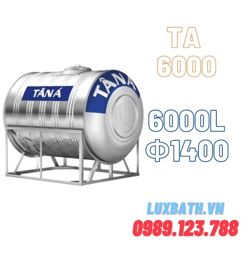Bồn nước Tân Á 6000L ngang inox 304 TA 6000N F1400