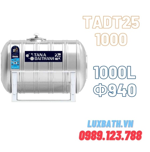 Bồn nước Tân Á Đại Thành 25 1000L Ngang Inox SUS304 TA25 1000N