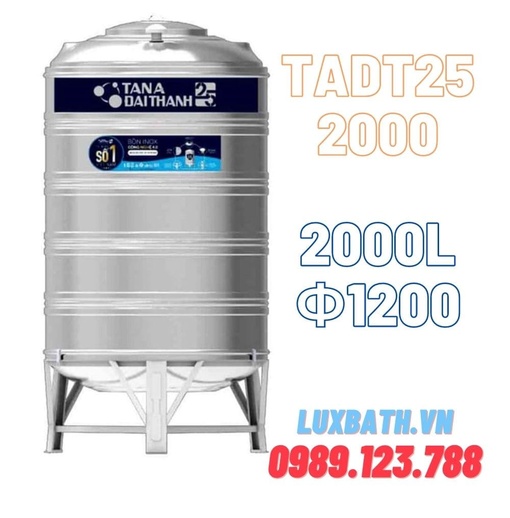 Bồn nước Tân Á Đại Thành 25 2000L Đứng Inox SUS304 TA25 2000D