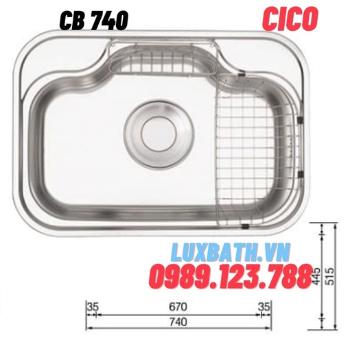 Chậu rửa bát 1 hố to Hàn Quốc CICO CB-740