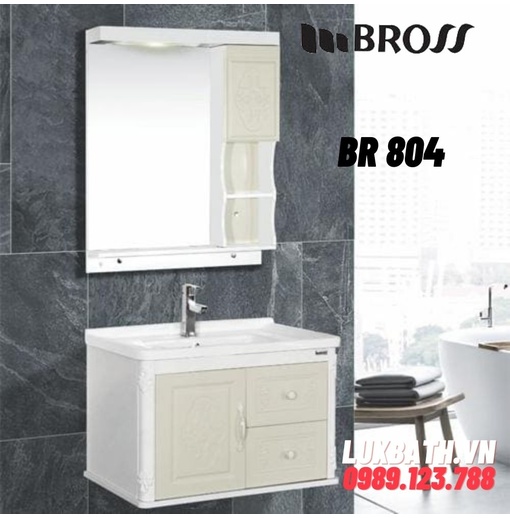 Bộ tủ chậu 2 ngăn kèm gương Bross BR 804