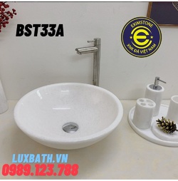 Chậu rửa lavabo dương bàn đá màu trắng Eximstone BST33A