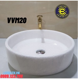 Chậu rửa lavabo dương bàn đá màu trắng Eximstone TVM20