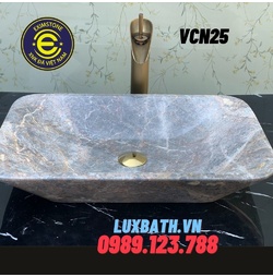 Lavabo đá tự nhiên dương bàn đá hình chữ nhật Eximstone VCN25