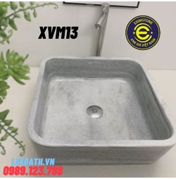 Chậu rửa lavabo dương bàn đá hình chữ nhật mỏng xám nghệ an Eximstone XVM13