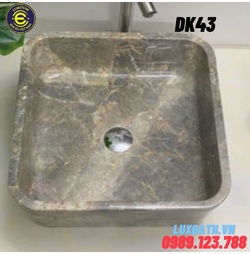 Chậu rửa lavabo dương bàn đá hình vuông mỏng màu ghi Eximstone DK43