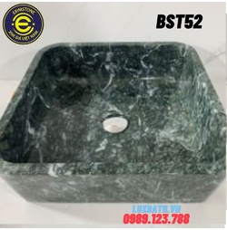 Chậu rửa lavabo dương bàn đá hình vuông mỏng màu xanh dưa Eximstone BST52