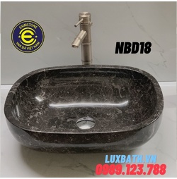 Chậu rửa lavabo dương bàn đá hình bầu dục màu nâu Ý Eximstone NBD18