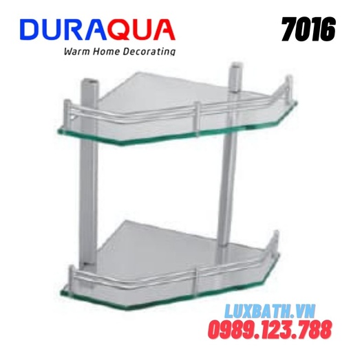 Kệ nhôm kính 2 tầng treo góc Duraqua 7016