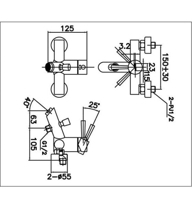 Vòi tắm hoa sen nóng lạnh Inax BFV-8000S-1C