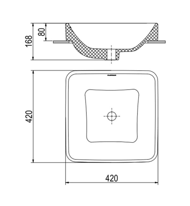 Chậu rửa mặt đặt bàn bán âm Platinum P.23.320