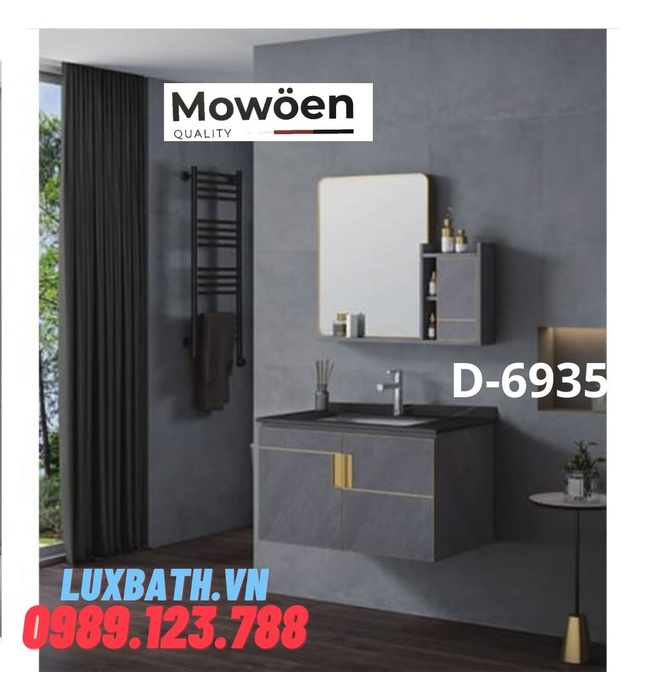 Bộ tủ liền chậu lavabo bàn đá cao cấp Mowoen D-6935 80x48cm