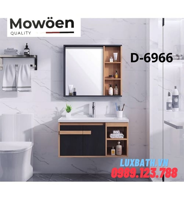 Bộ tủ chậu lavabo 3 ngăn cao cấp Mowoen D-6966 90x48cm
