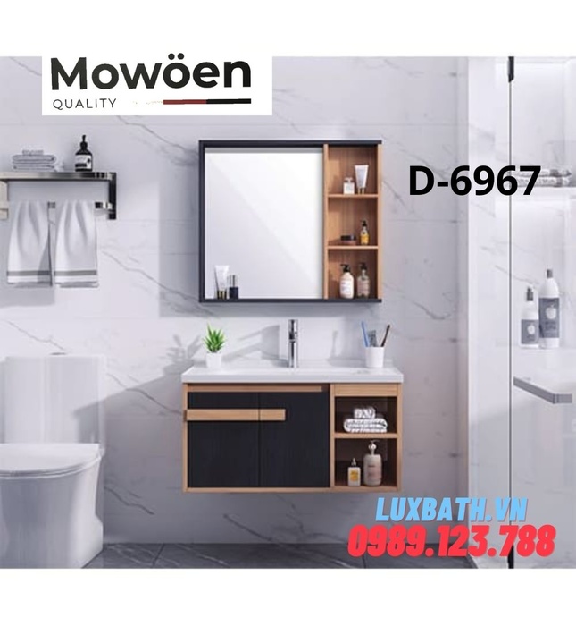 Bộ tủ chậu kệ gương lavabo 4 ngăn Mowoen D-6967 90x48cm
