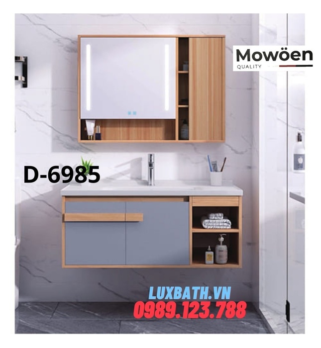 Chậu rửa mặt liền tủ 4 ngăn Mowoen D-6985 90x48cm