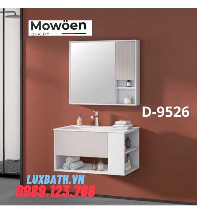 Bộ tủ chậu 3 ngăn Lavabo cao cấp Mowoen T-9526 80x50cm