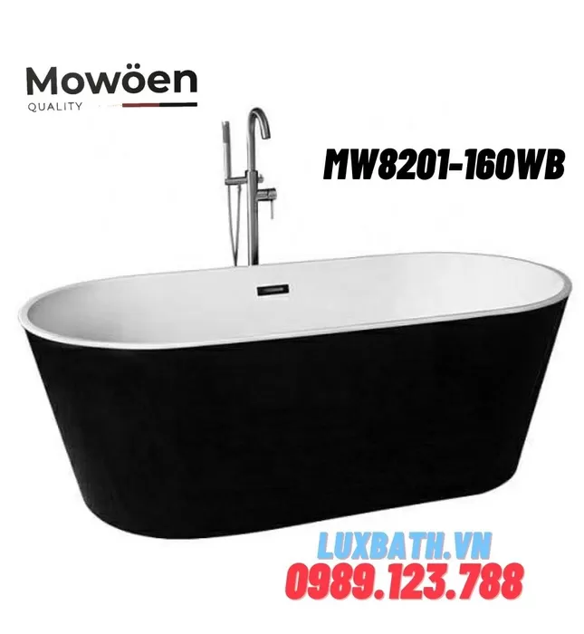 Bồn Tắm Đặt Sàn Mowoen MW8201-160WB Trắng Đen 1.6m