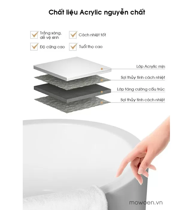 Bồn Tắm Đặt Sàn Mowoen MW8201-160WB Trắng Đen 1.6m