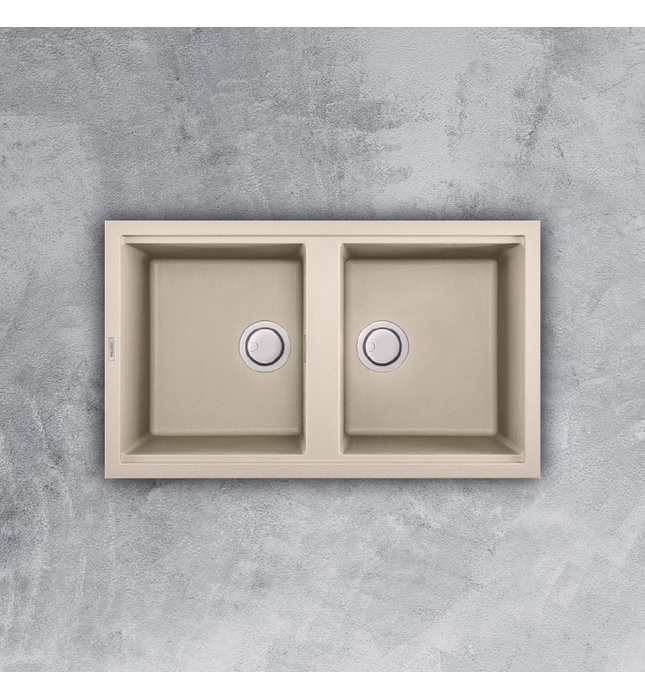 Chậu rửa bát đá 2 hố cân Malloca Bianco G-45062