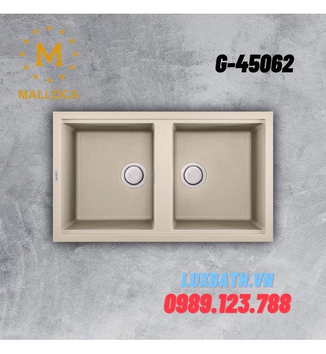 Chậu rửa bát đá 2 hố cân Malloca Bianco G-45062