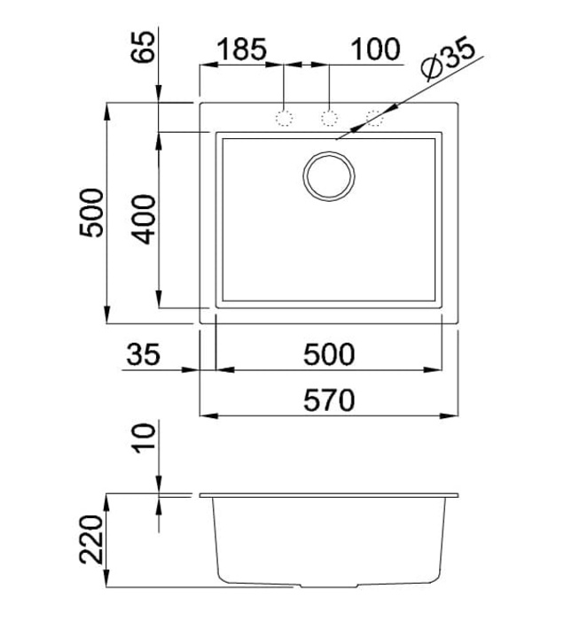 Chậu Rửa Chén Đá 1 hố  Malloca TITANIUM K 10573
