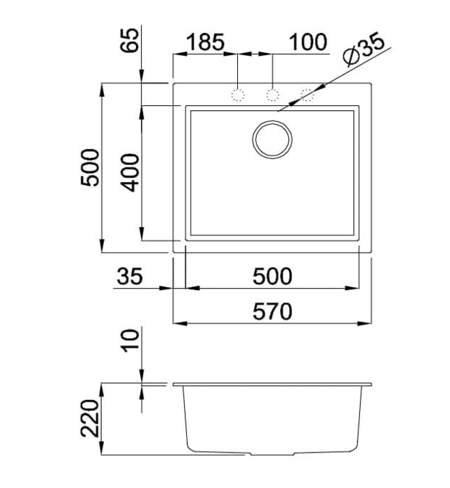 Chậu Rửa Chén Đá 1 hố  Malloca TORTORA K 10543