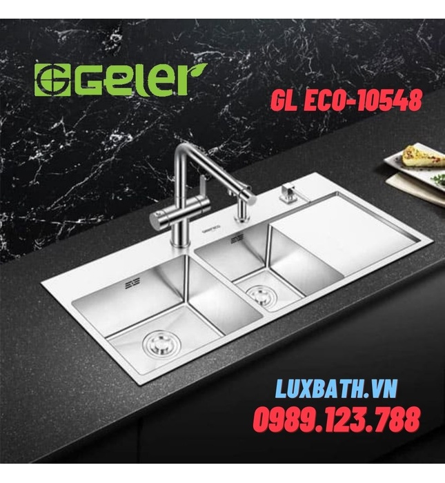 Chậu rửa bát 2 hố 1 bàn Geler GL Eco-10548