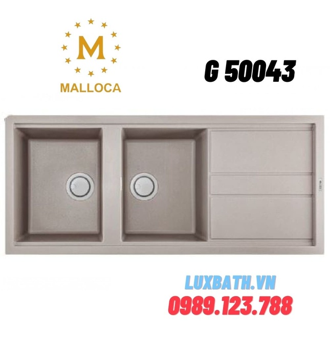 Chậu Rửa Chén Đá 2 hố 1 bàn Malloca TORTORA G 50043