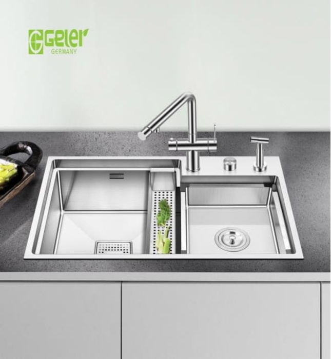Chậu rửa bát bậc thang 2 hố Geler GL-7947