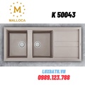 Chậu Rửa Chén Đá 2 hố 1 bàn Malloca NERO K 50043