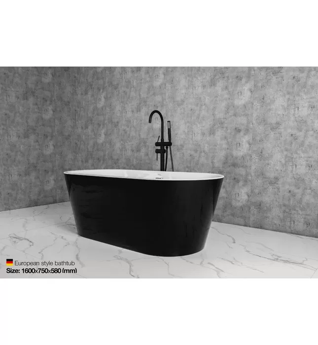 Bồn Tắm Đặt Sàn Mowoen MW8201-160WB Trắng Đen 1.6m