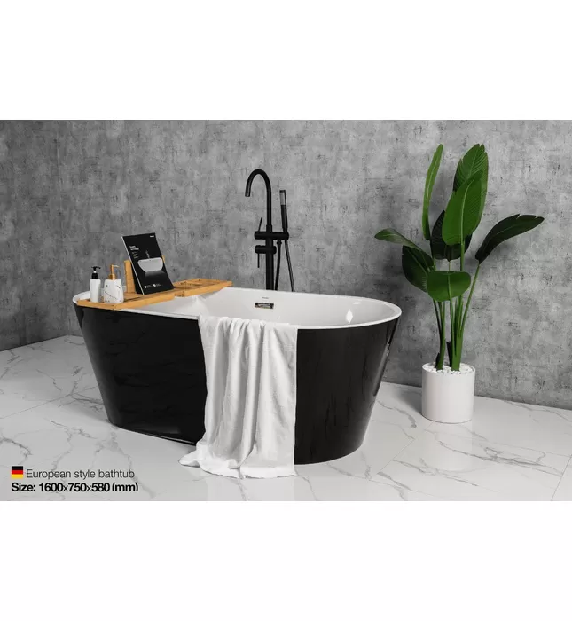 Bồn Tắm Đặt Sàn Mowoen MW8201-160WB Trắng Đen 1.6m