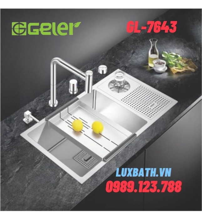 Chậu rửa bát 1 hố có máy rửa chén Geler GL-7643