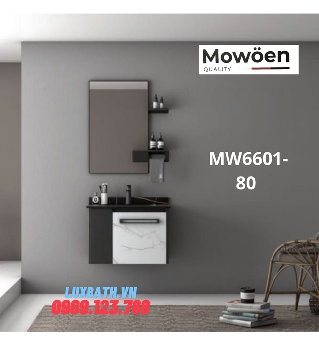 Bộ tủ chậu cao cấp đèn Led Mowoen MW6601-80 80x40cm