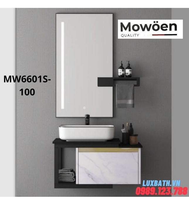 Bộ tủ chậu cao cấp đèn Led Mowoen MW6601S-100