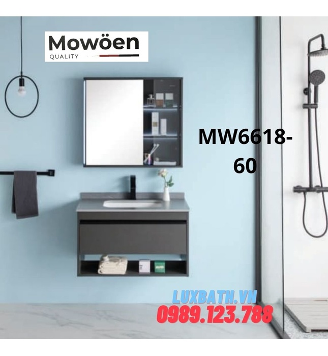Bộ tủ chậu cao cấp đèn Led Mowoen MW6618-60 60x48cm